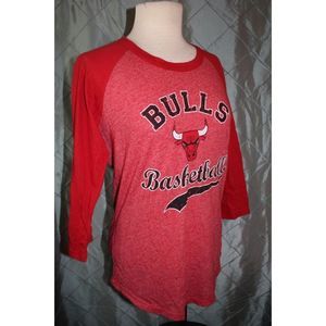 NWT! Majestic Threads Women LG Chicago Bulls NBA Basketball 3/4 Sleeve Wade #3